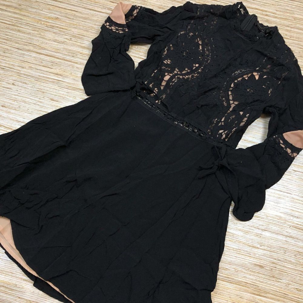U-117 Dance & Marvel lace trim dress BLACK size S new